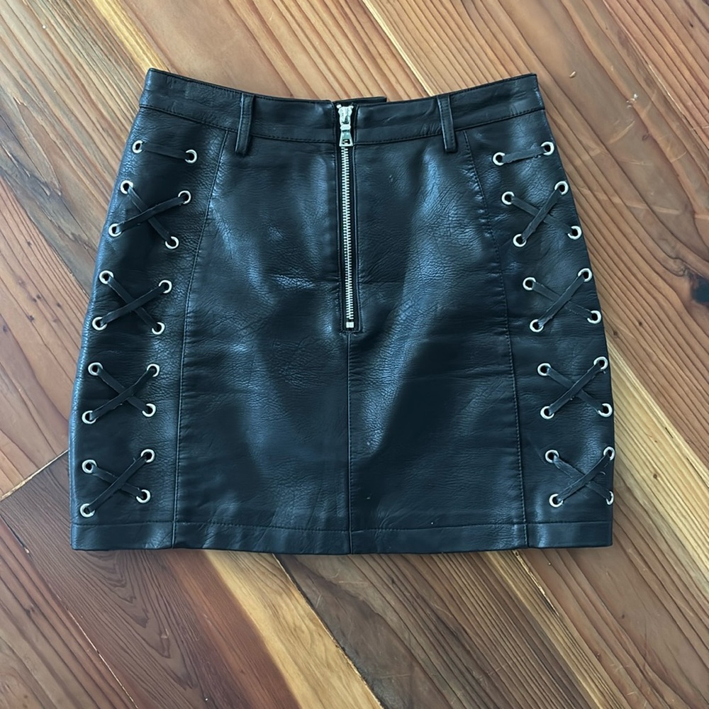Black Vegan Leather Mini Skirt